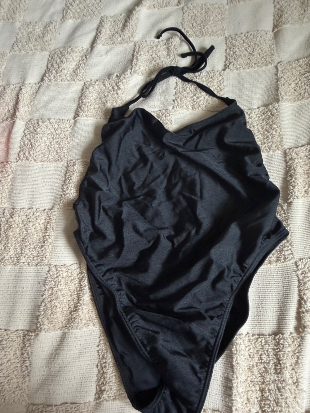 American Apparel Black High-cut One-Piece Halter Swimsuit. NWOT